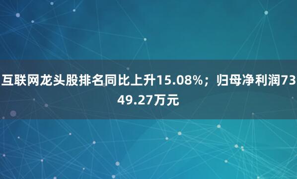 互联网龙头股排名同比上升15.08%；归母净利润7349.27万元